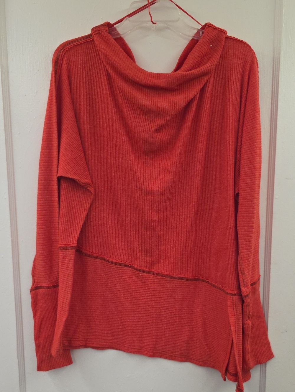 Free People We The Free Thermal Cowl Neck Oversized Top Large Burnt Orange